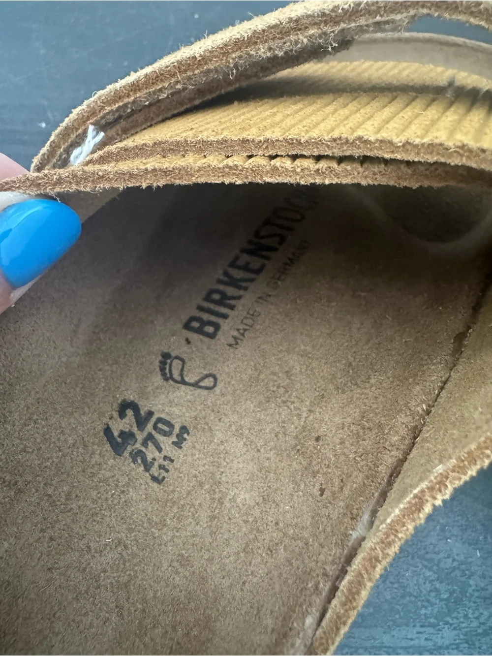 Birkenstock Kyoto Suede Embossed Corduroy Slide Sandals Cork Brown 42 US 9-9.5